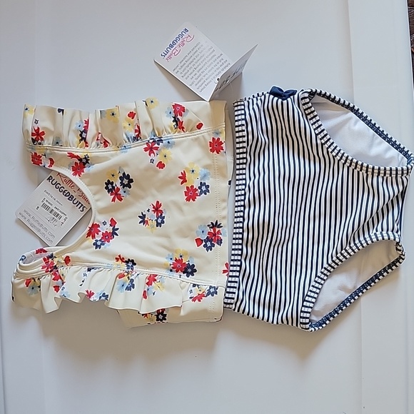 Ruffle Butts Other - Ruffle Butts Toddler 2 piece Swimsuit Navy and Cream Size 18mo-24mo